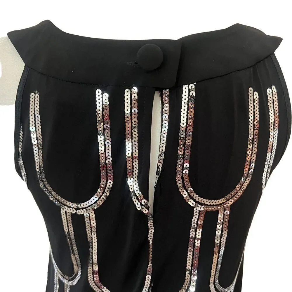 Black Sequined Cocktail Dress. Sleeveless. Size 4. Great Condition!